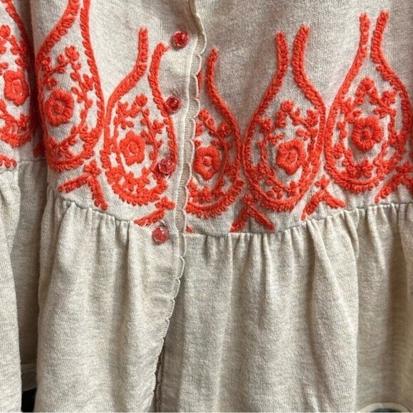Moth Anthropologie Peplum Short Sleeve Fanning‎ Flame Sweater Size Medium - Picture 12 of 15